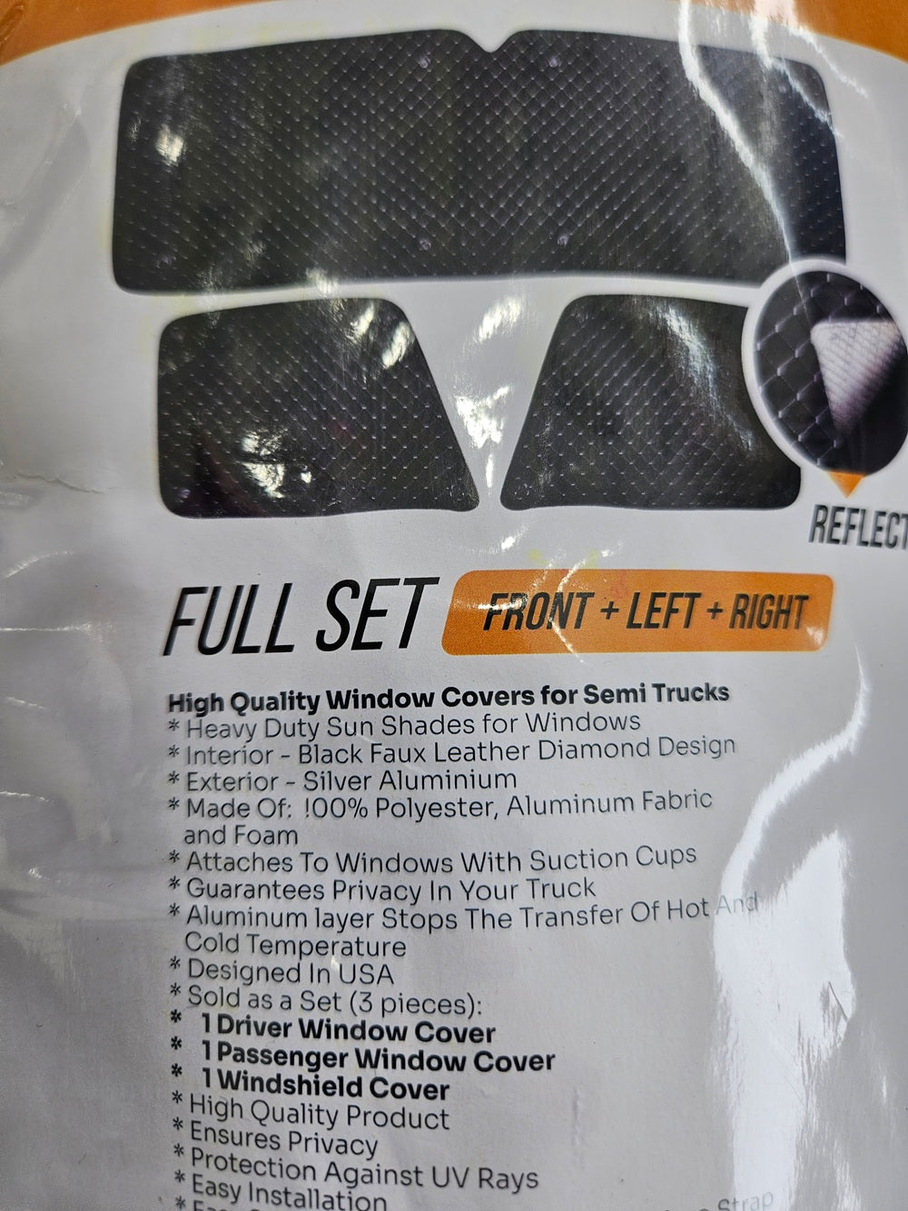 Heavy Duty Windshield Sunshade Kit Compatible With Kenworth T680 2014 - Present