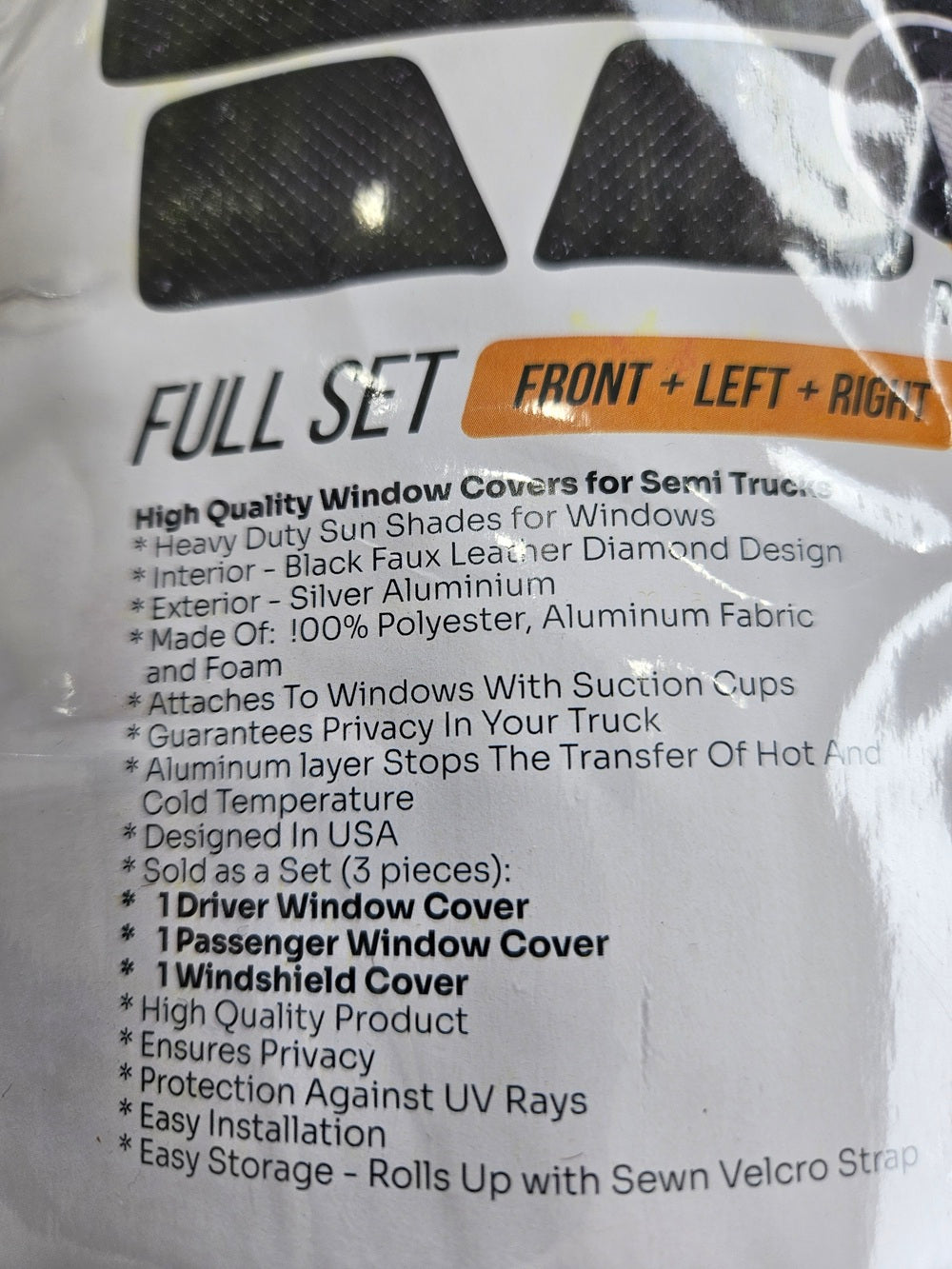 Heavy Duty Windshield Sunshade Kit Compatible With Kenworth T680 2014 - Present