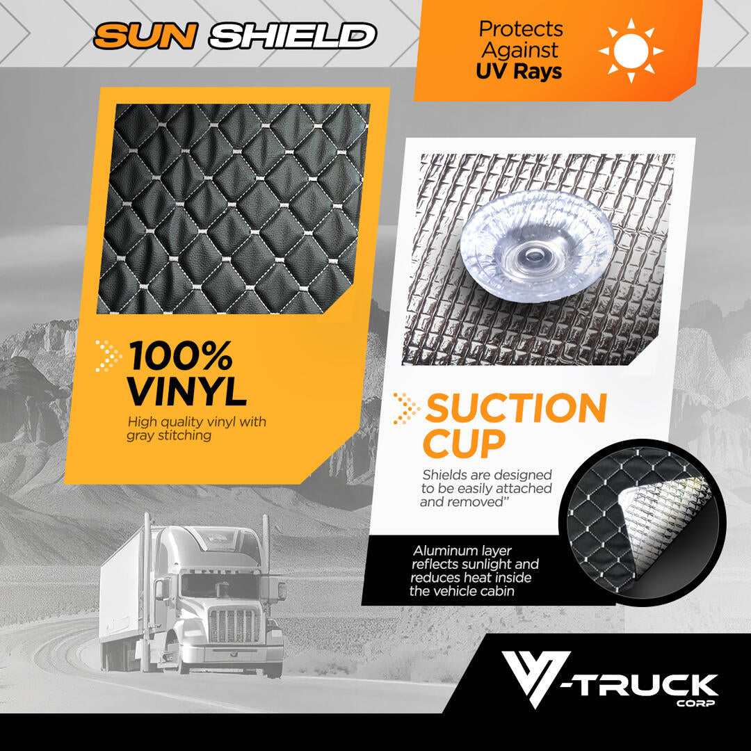 Deluxe Windshield Sunshade Kit Compatible With Kenworth W900 / Front and Sides