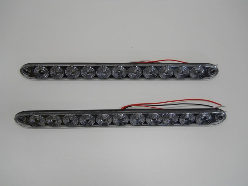 (2) Tecniq 15" Red/Clear Lens LED Turn Brake Marker Light Bar Truck Trailer RV