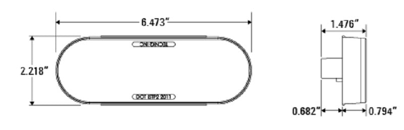 One Red 6 LED 6" Oval With Red Lens Stop Turn Tail Light Truck Trailer Bus RV