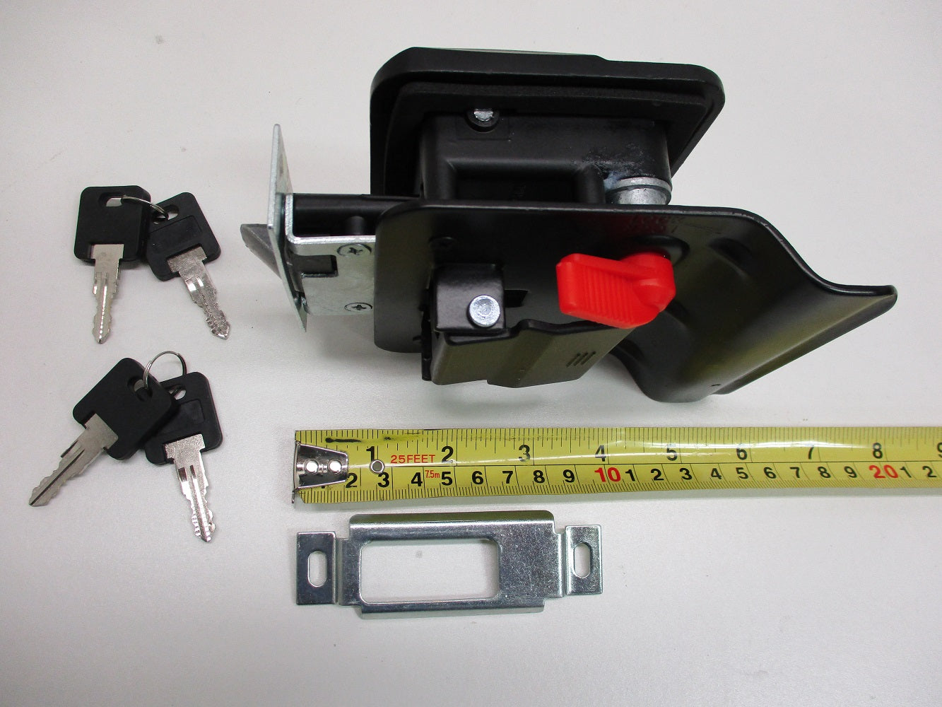 RV Camper Trailer Black Entry Door Handle Latch Keyed Lock w/ Deadbolt / 4 Keys
