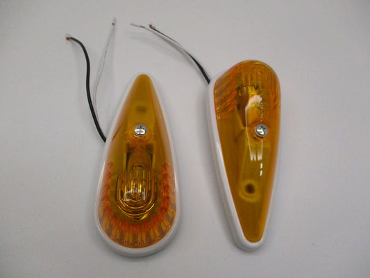 (2) Amber Incandescent Cab Roof RV Truck Camper Trailer Clearance Marker Lights