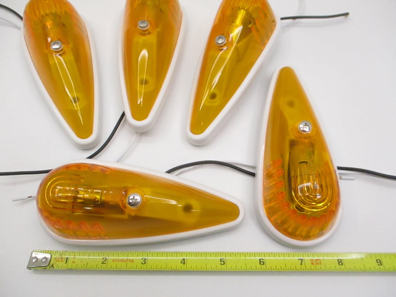 (5) Amber Incandescent Cab Roof RV Truck Camper Trailer Clearance Marker Lights