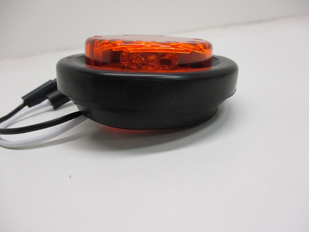 Amber 2 inch Round LED Truck Trailer Side Marker Clearance Light / Grommet