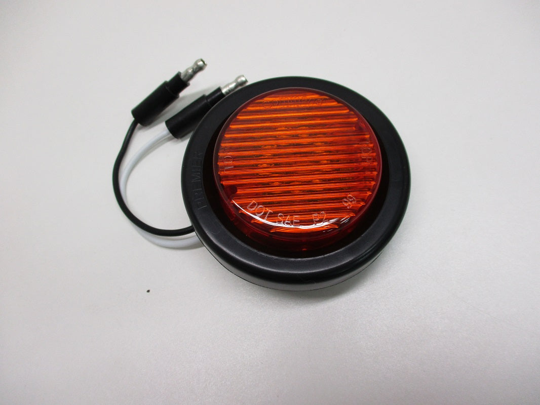 Amber 2 inch Round LED Truck Trailer Side Marker Clearance Light / Grommet