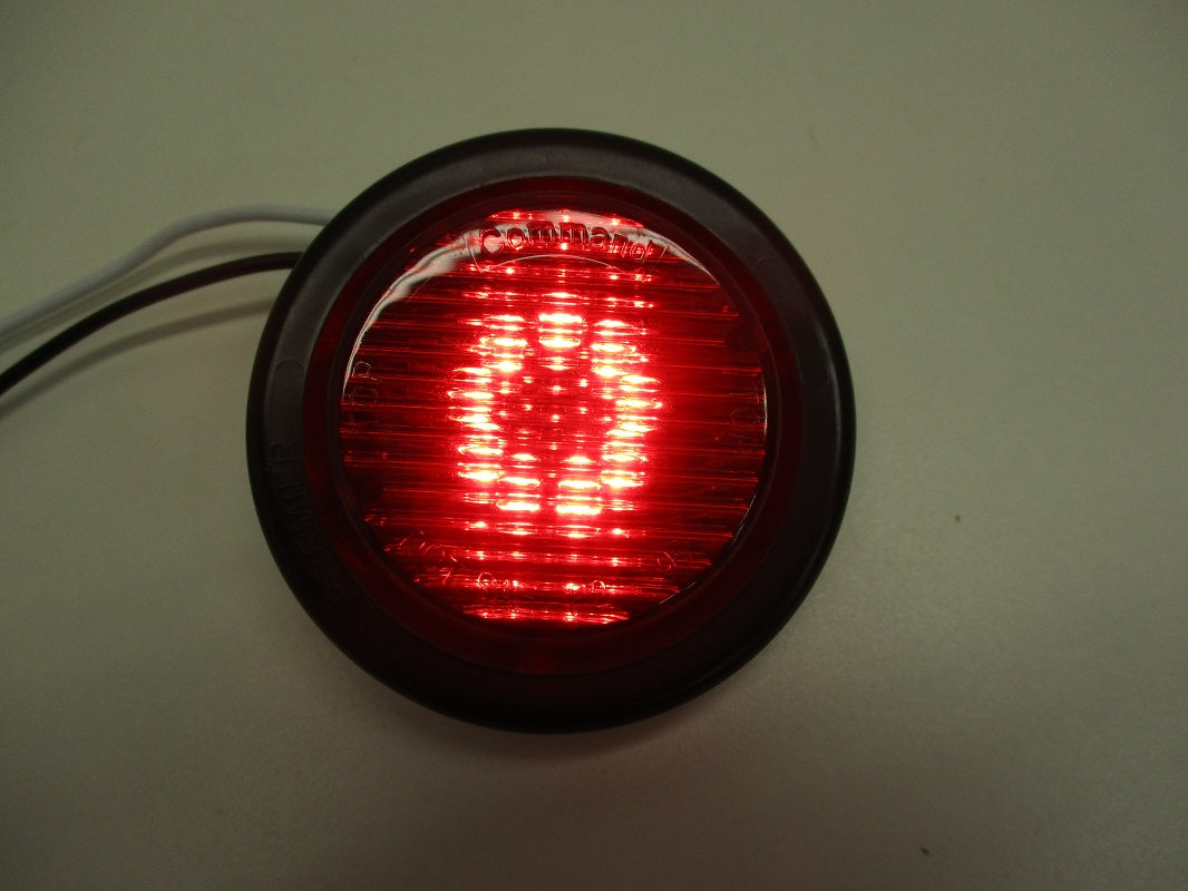 Red 2 inch Round LED Truck Trailer Side Marker Clearance Light / Grommet