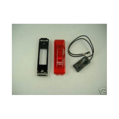 Red 12 LED 3.75" Trailer Side Marker Clearance Light Kit / Black Bracket / Wires