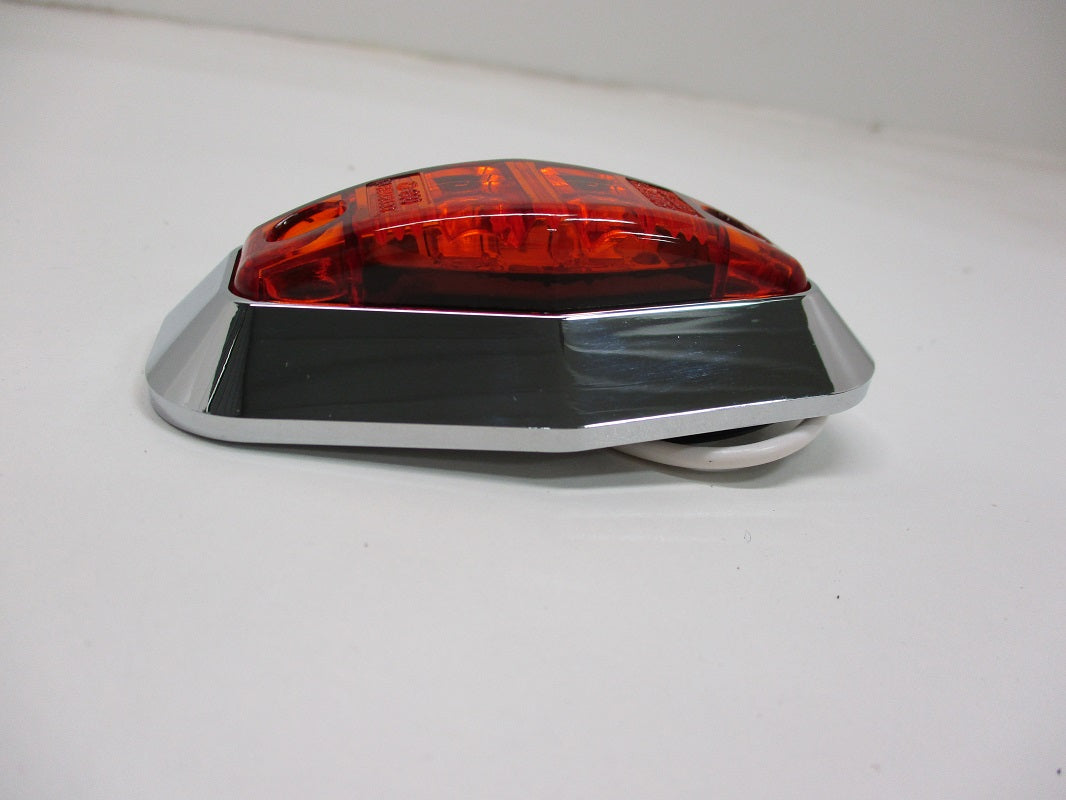 Amber LED Truck Camper Trailer Side Marker Clearance Light / Chrome Plastic Base
