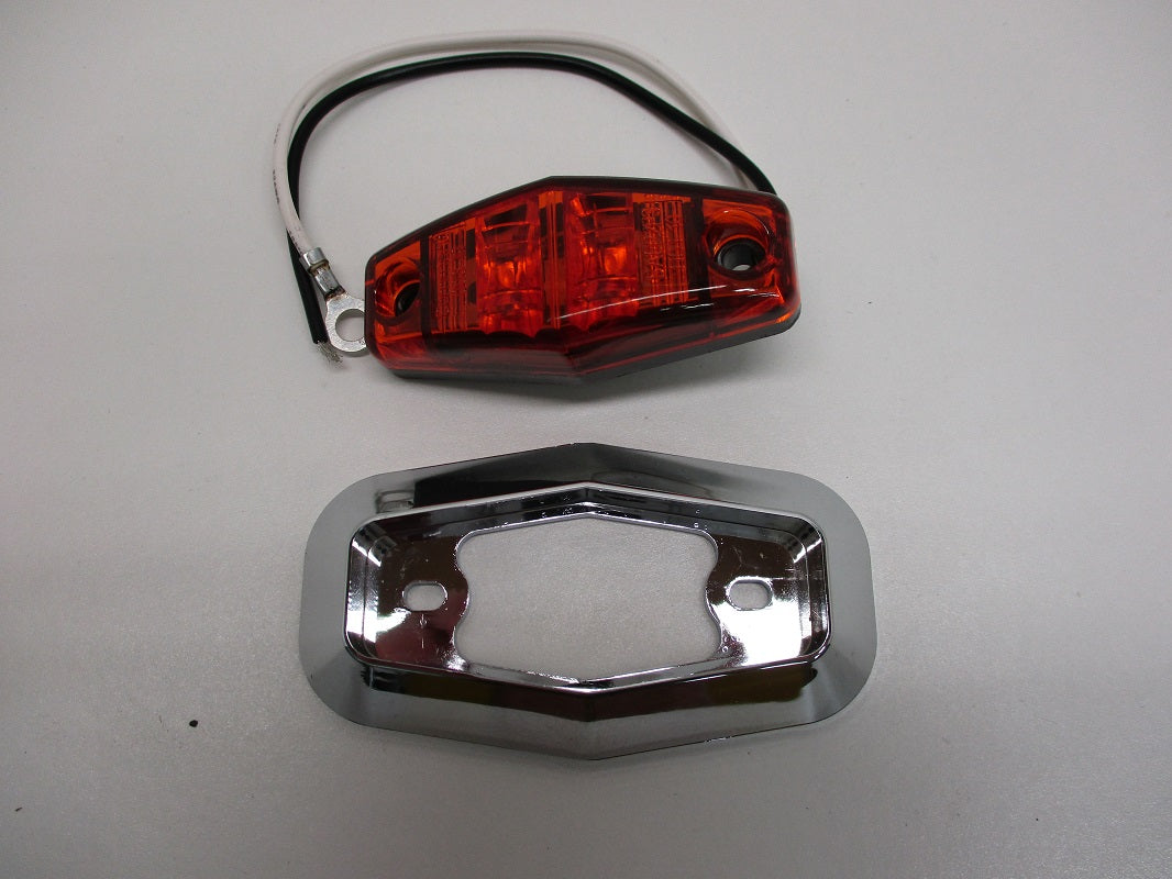 Amber LED Truck Camper Trailer Side Marker Clearance Light / Chrome Plastic Base