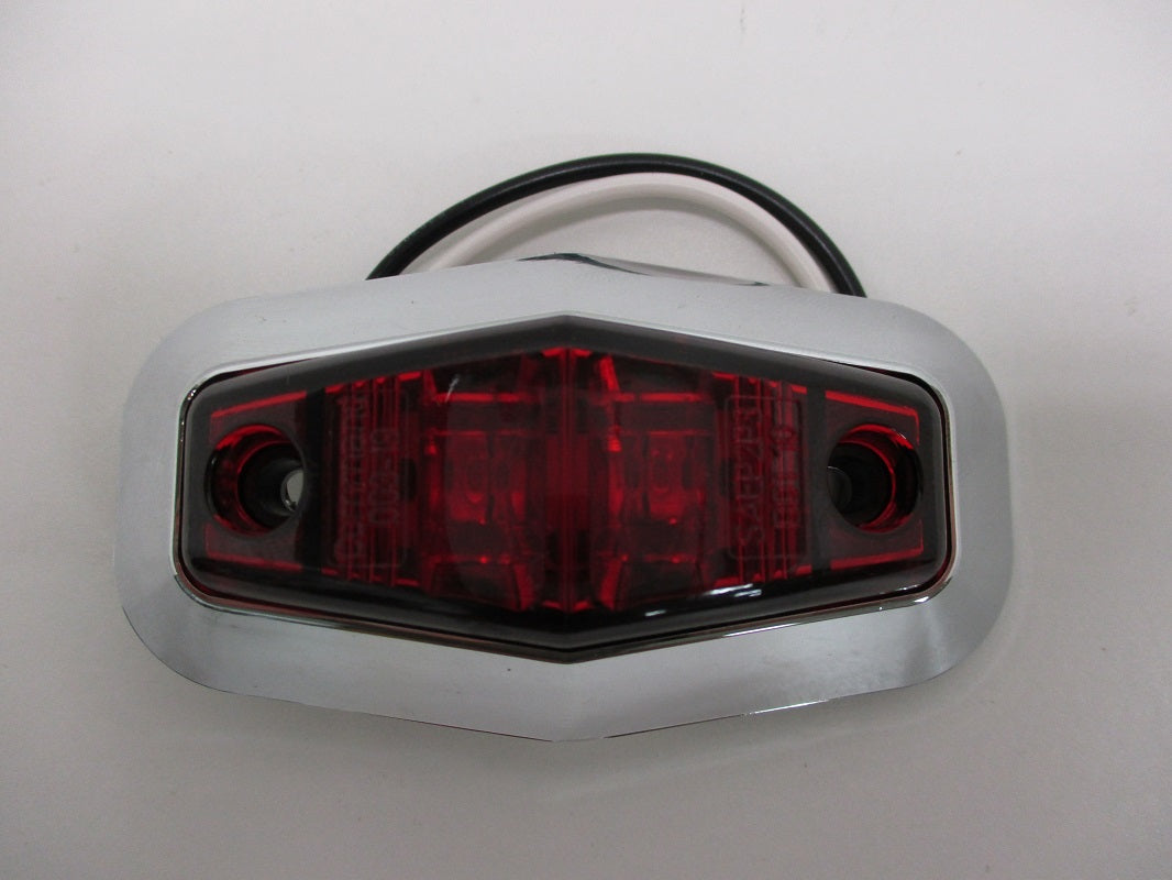 Red LED Truck Camper Trailer Side Marker Clearance Light / Chrome Plastic Base