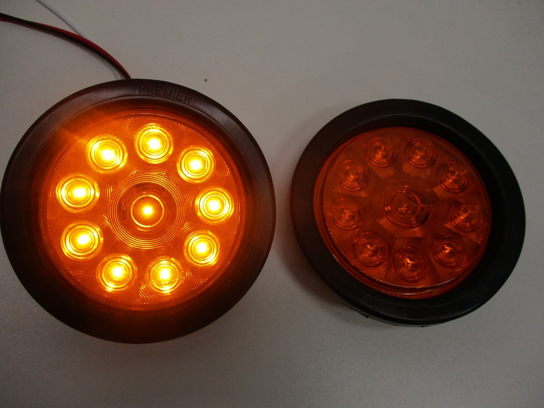 (2) 4 inch Round Amber LED Trailer Truck Park Running Turn Signal Light Kits