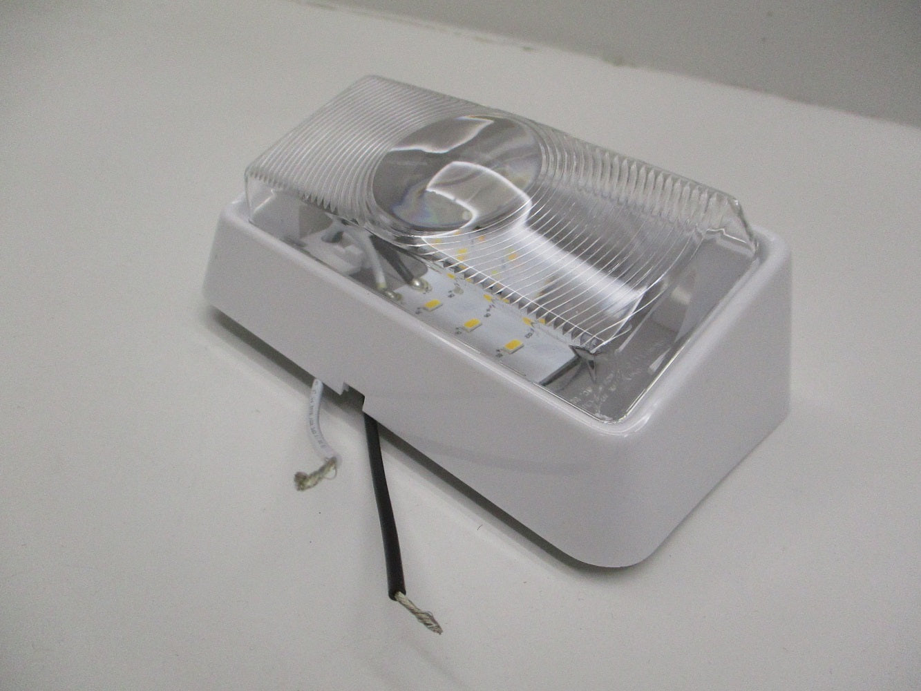White Clear LED 12V RV Camper Trailer Porch Security Light / Angled White Base