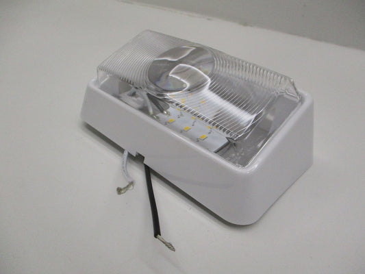 White Clear LED 12V RV Camper Trailer Porch Security Light / Angled White Base