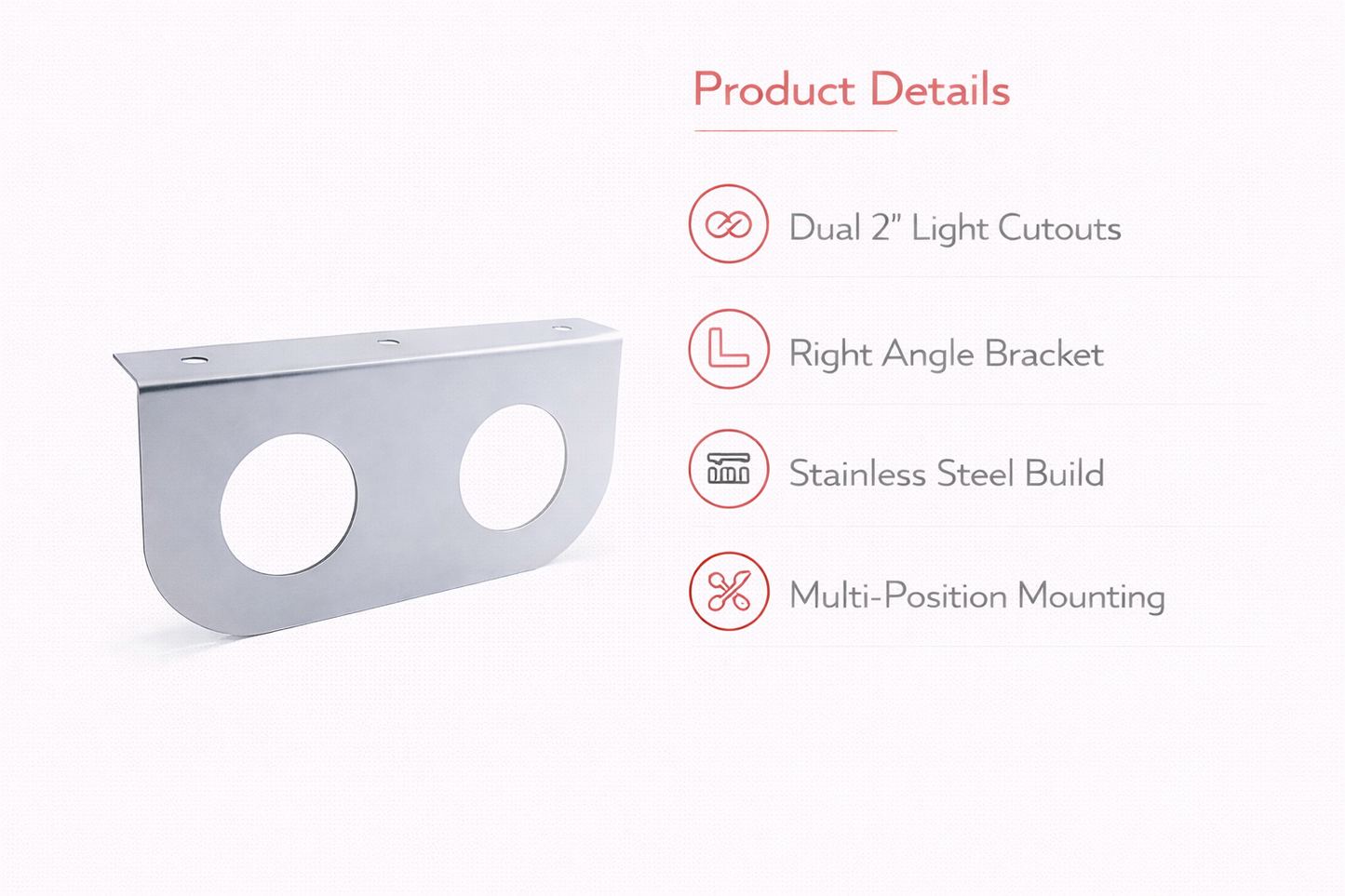 Double Stainless Steel Bracket / Fits 2" LED Marker Clearance Lights