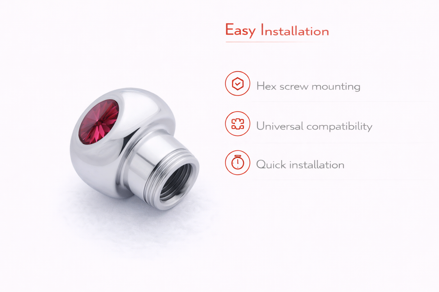 Small Deluxe Chrome Aluminum Dash Knob with Crystal Diamond Truck Semi