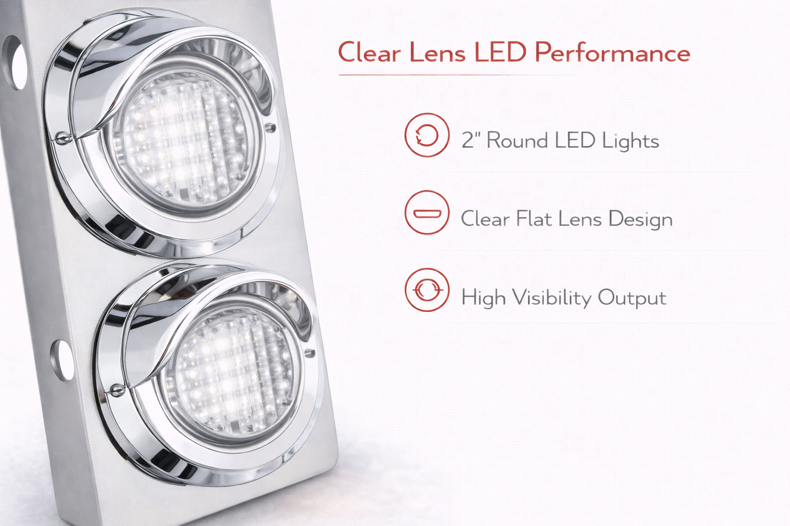 Peterbilt Front Air Cleaner Kit w/16 2" Round Amber LED Lights & Visor Bezels