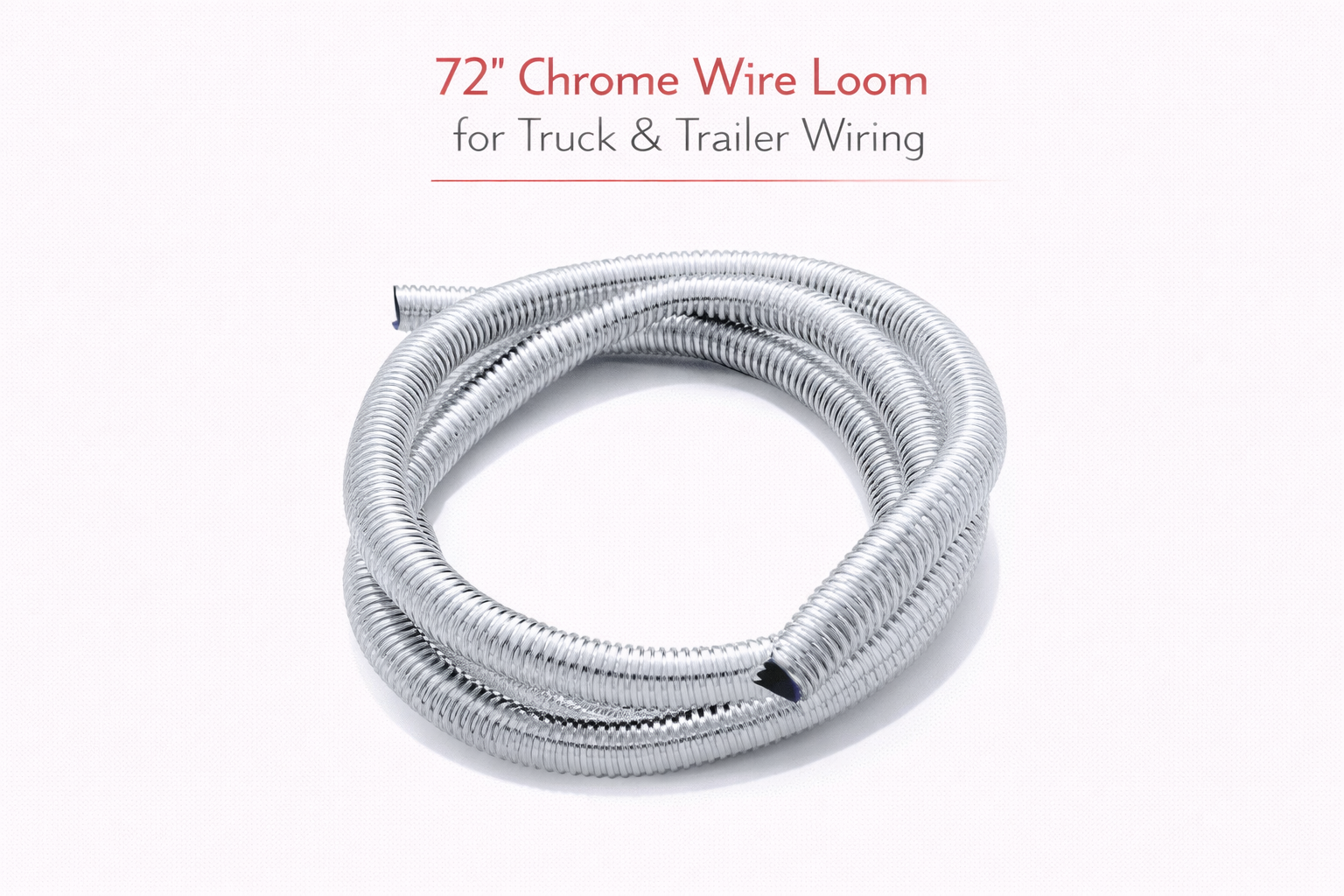 72" Chrome 5/8" Wire Loom For LED Truck Trailer Lights