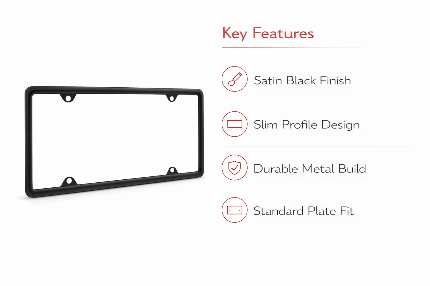 Black Metal Car Pickup Truck RV License Plate Tag Frame Holder / Full Size