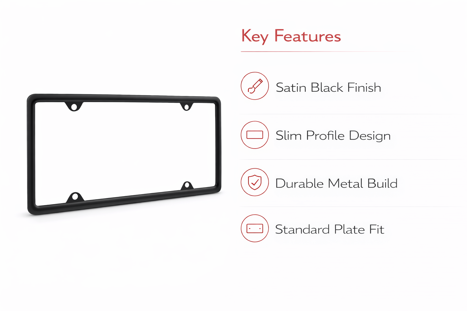 Black Metal Car Pickup Truck RV License Plate Tag Frame Holder / Full Size