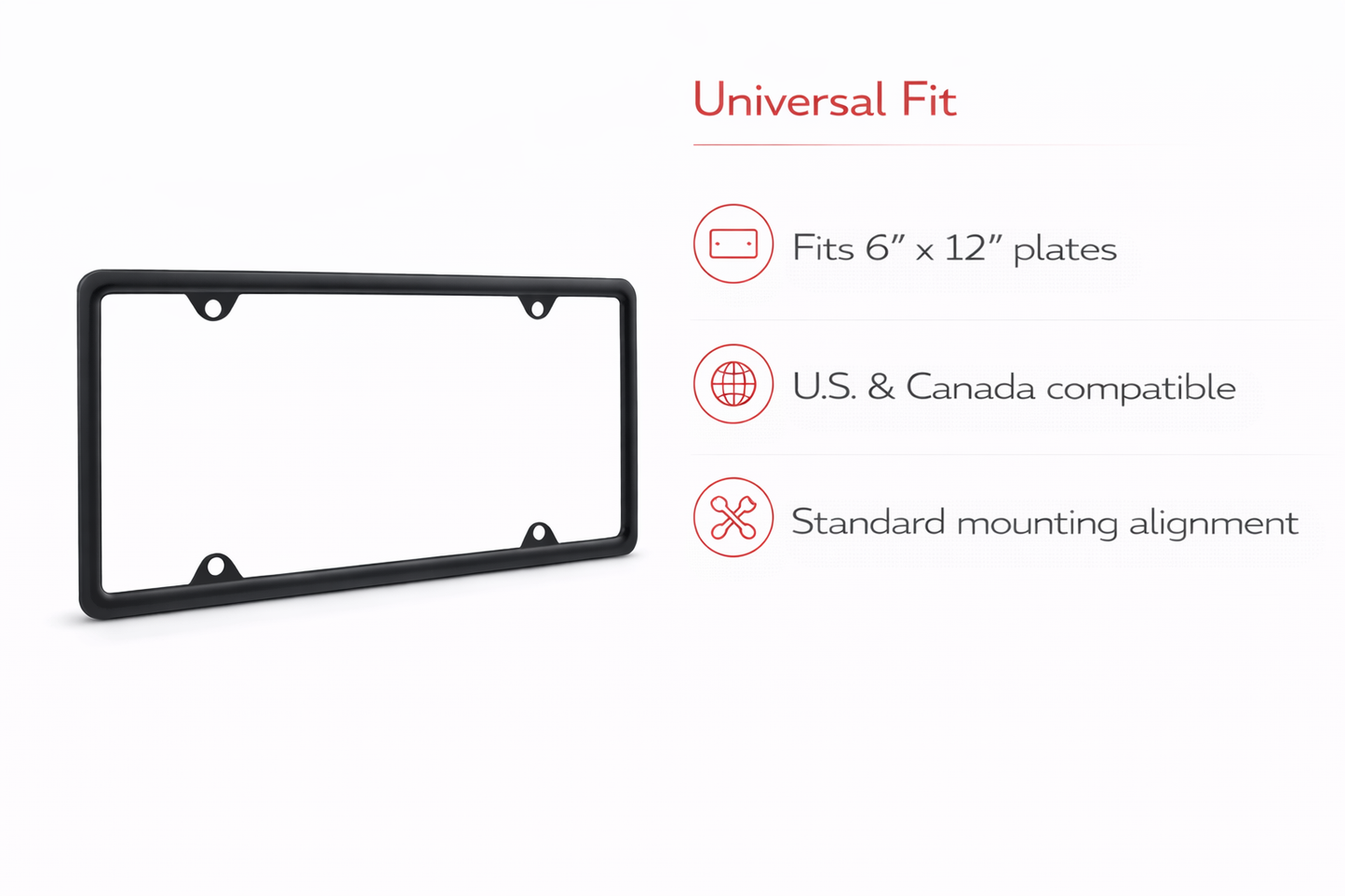 Black Metal Car Pickup Truck RV License Plate Tag Frame Holder / Full Size