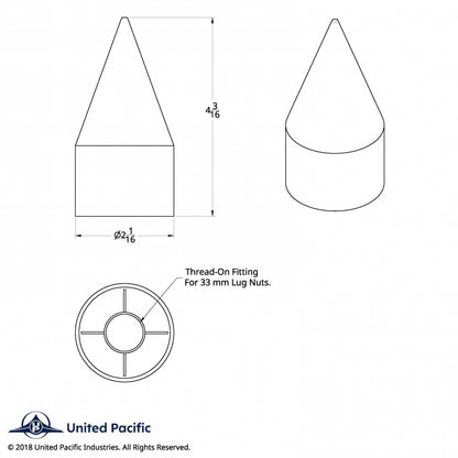 (60/CBOX) 33MM X 4 1/8" SPIKE NUT COVER - THREAD-ON