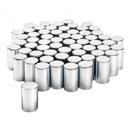 33mm x 3-1/2" Chrome Plastic Cylinder Nut Cover - Thread-On (60/Pack) Truck Semi