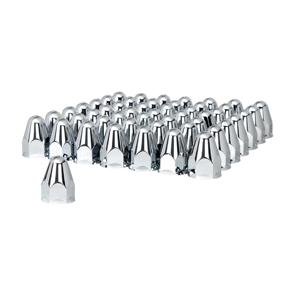 60 COUNT CBOX 1-1/2” X 2-3/4” CHROME PLASTIC SLOTTED BULLET NUT COVER - PUSH-ON