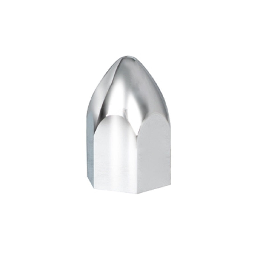 (60/CBOX) 1-1/2” X 2-3/4” CHROME PLASTIC BULLET NUT COVER PUSH ON TRUCK SEMI
