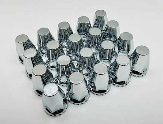 (20) Wheel Lugnut Chrome Plastic 33mm Thread On Standard Nut Covers Caps / 33 mm