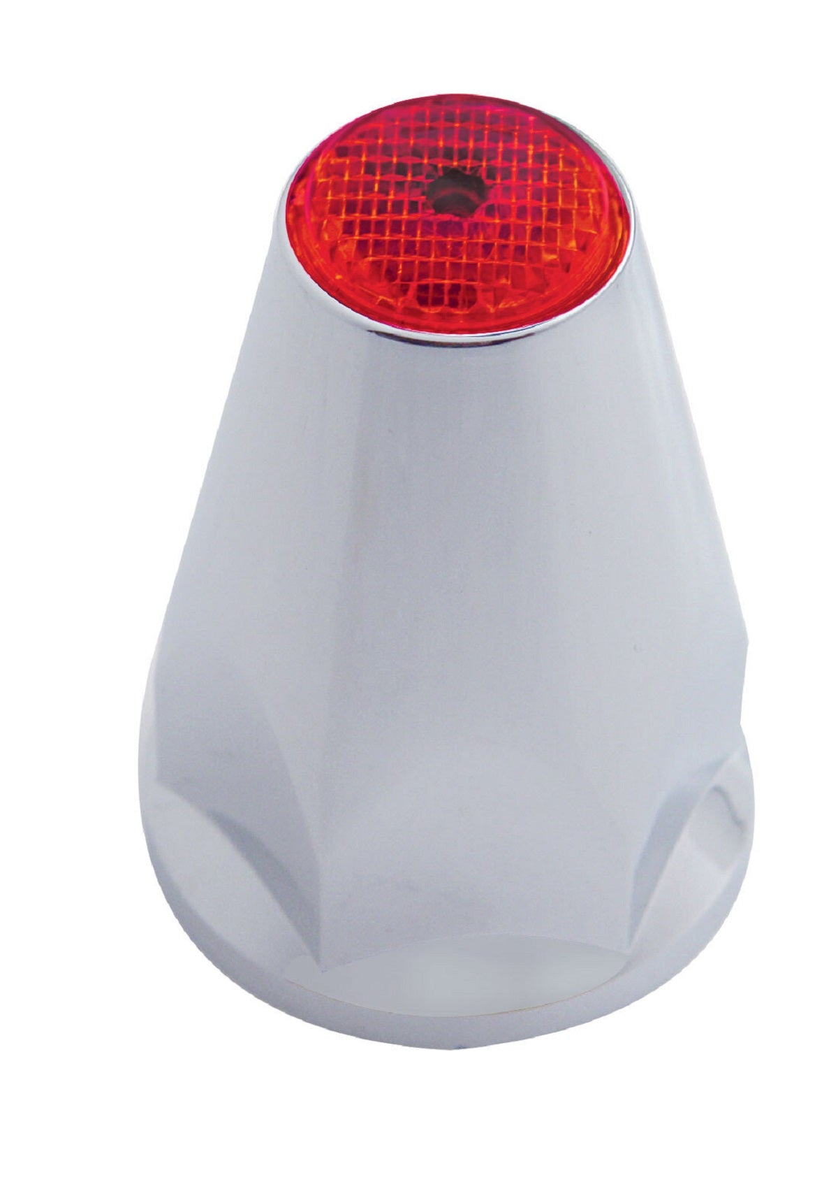 33mm X 2-3/4" Chrome Plastic Nut Covers W/Flange Push On Red Reflector