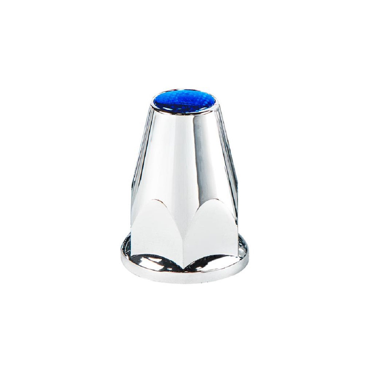 33mm X 2-3/4" Chrome Plastic Nut Covers W/Flange Push On Blue Reflector