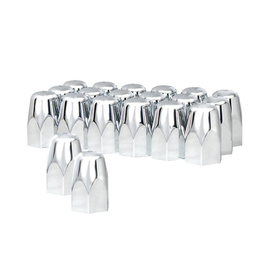 20 Pack 1-1/2” X 2-3/4” CHROME PLASTIC TALL NUT COVER - PUSH-ON 20 PACK