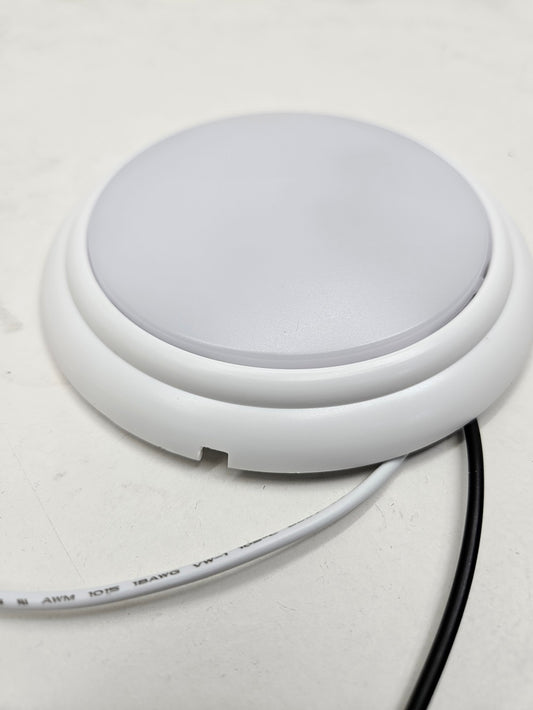 White LED 5" Round Low Profile Truck Semi RV Bus Trailer Utility Dome Light