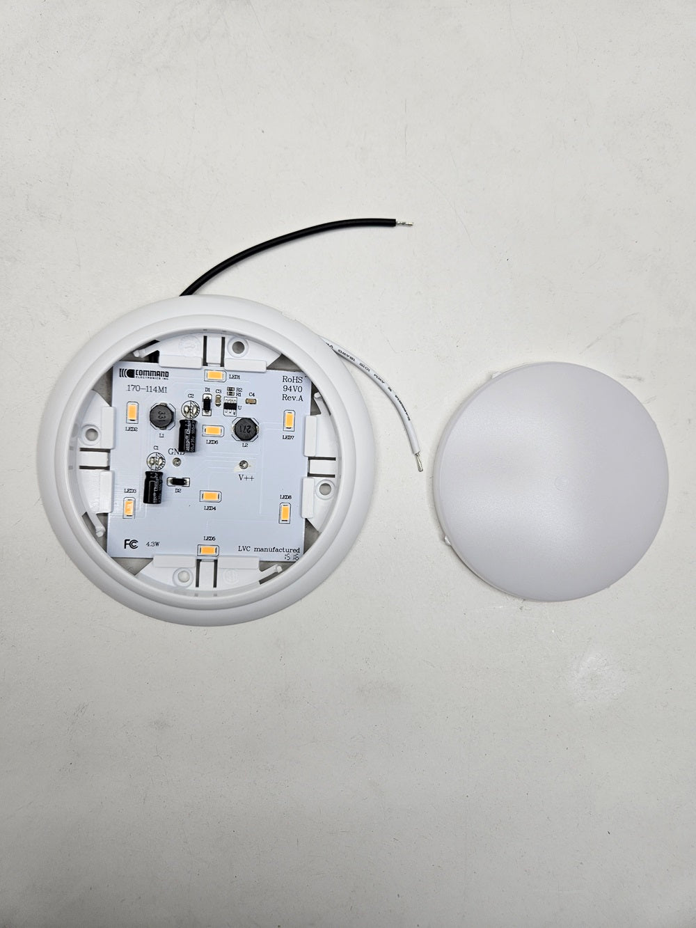 White LED Approx. 5" Round Low Profile Camper RV Bus Trailer Utility Dome Light