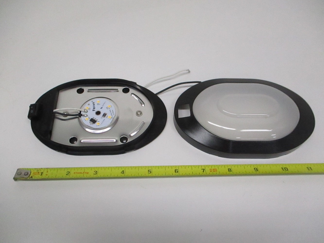 Small Black Oval LED 12V Camper RV Trailer Utility Dome Light / On Off Switch