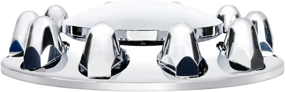 (2) Chrome Plastic Semi Truck Front Wheel Axle Hub Covers / 1.5" / Removable Cap