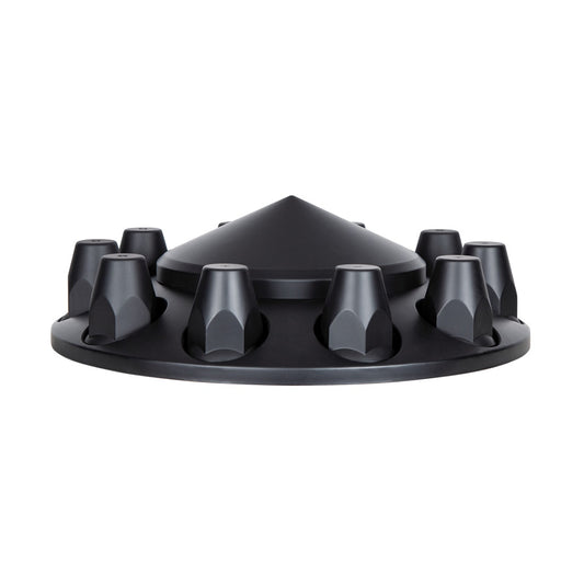(2) - Matte Black Pointed Front Axle Cover w/ 33mm Thread-on Nut Cover