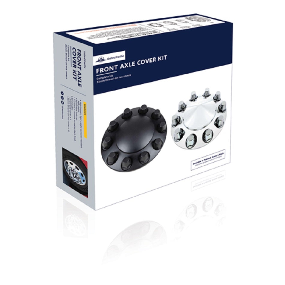 (2) - Matte Black Pointed Front Axle Cover w/ 33mm Thread-on Nut Cover