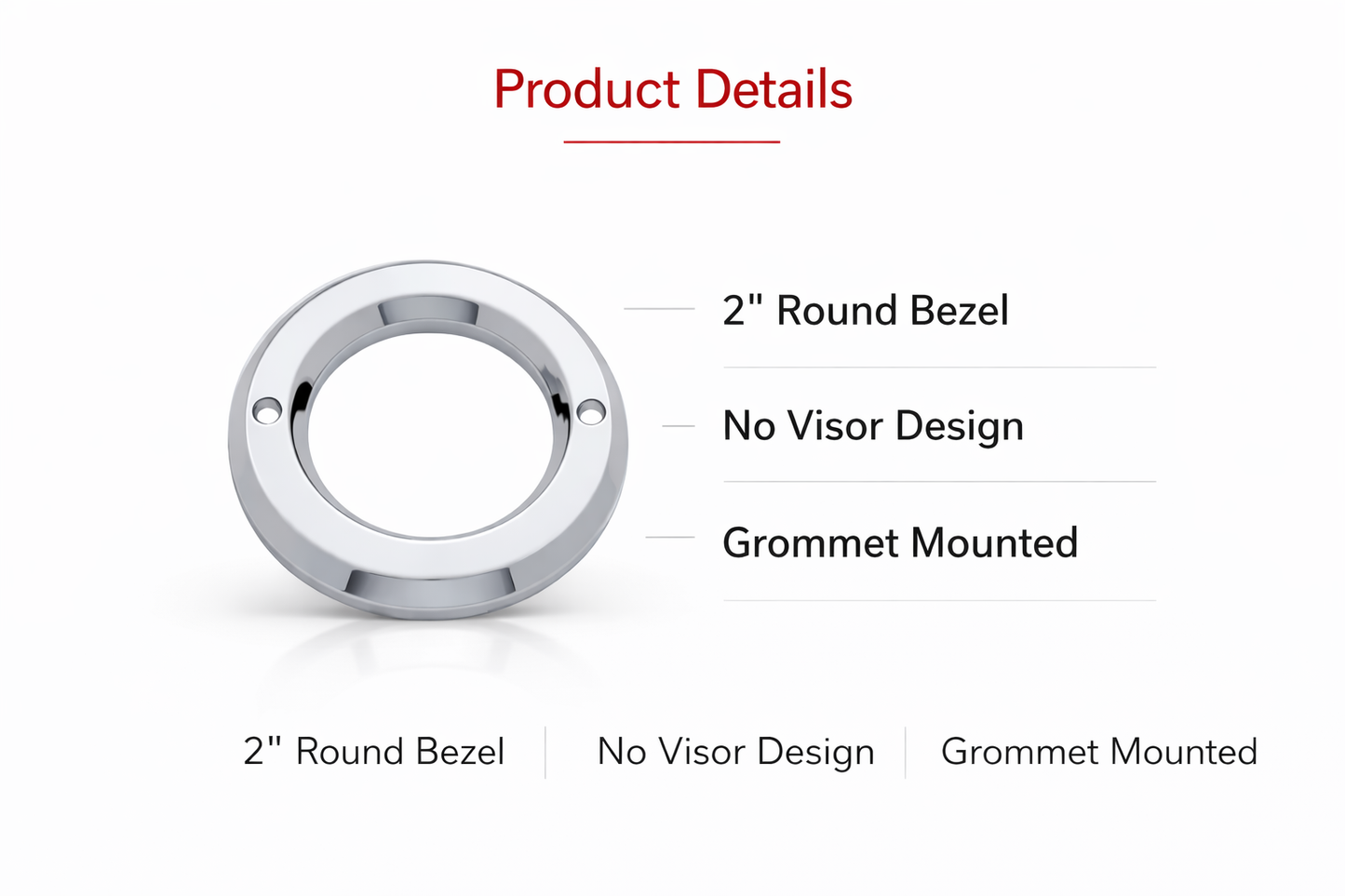 (10) Round Chrome Bezels / Covers 2" LED Side Marker Clearance Lights