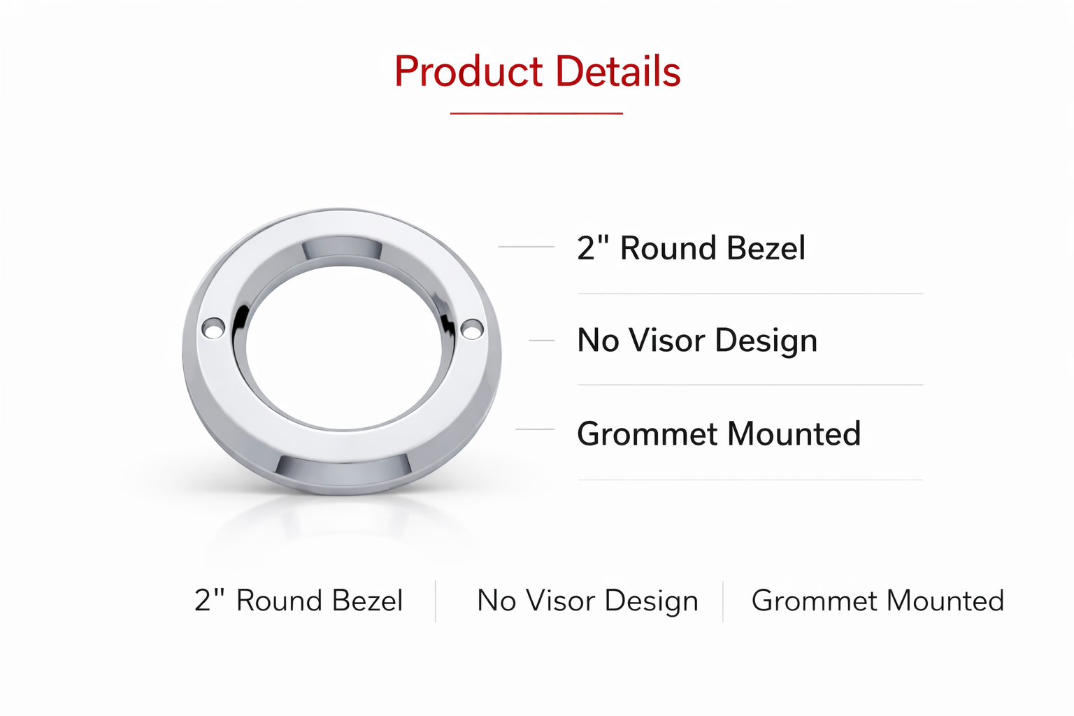 (10) Round Chrome Bezels / Covers 2" LED Side Marker Clearance Lights