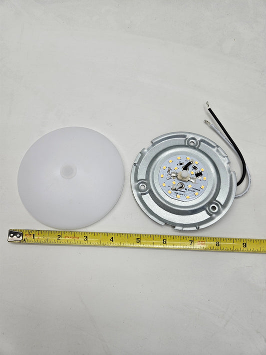 White LED 4.5 inch Round Camper RV Trailer Dome Light / Switch / Metal Base