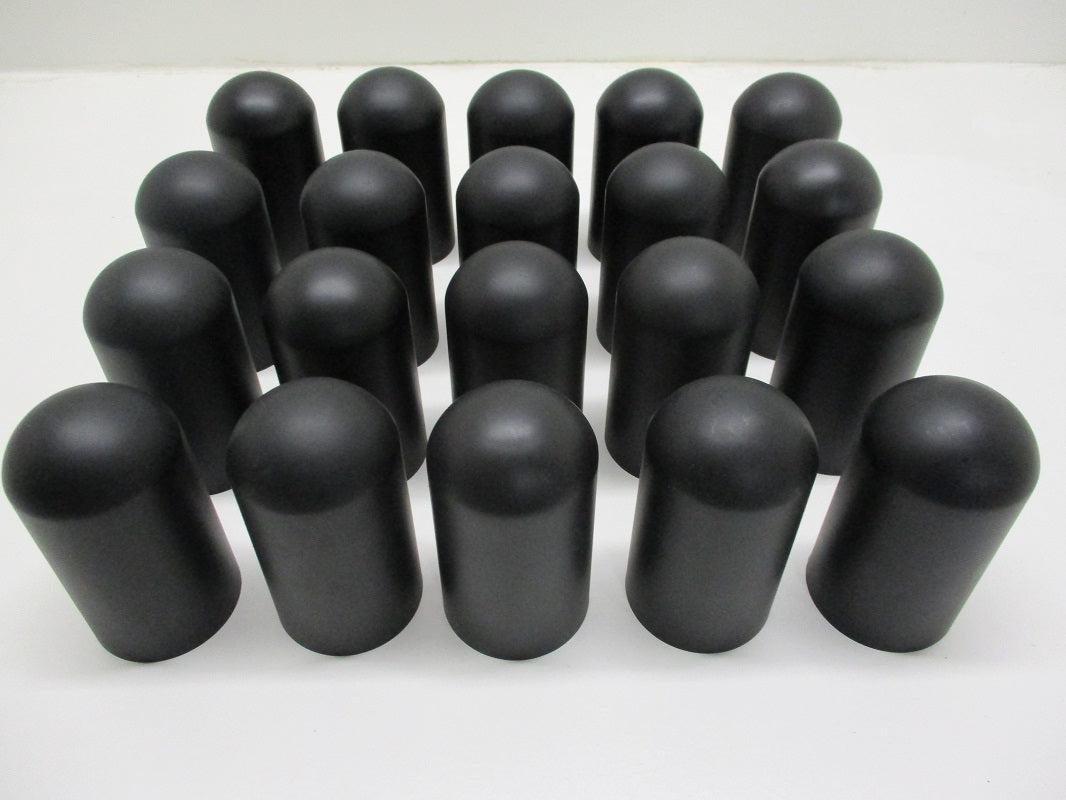 (20) Wheel Lugnut Black Plastic 33mm Thread On Dome Nut Covers Caps / 3 3/4"