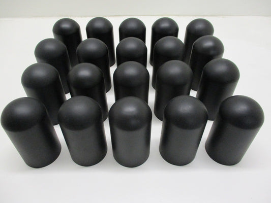 (20) Wheel Lugnut Black Plastic 33mm Thread On Dome Nut Covers Caps / 3 3/4"