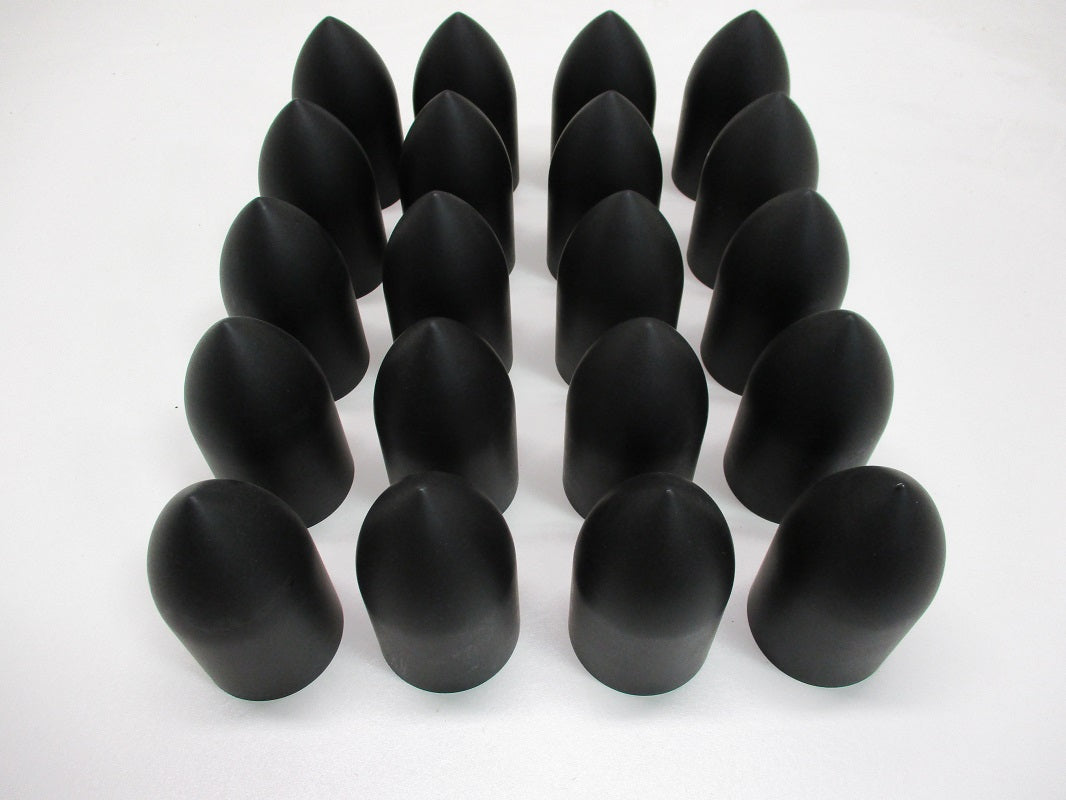 (20) Wheel Lugnut Black Plastic 33mm Thread On Bullet Nut Covers Caps / 3 7/8"
