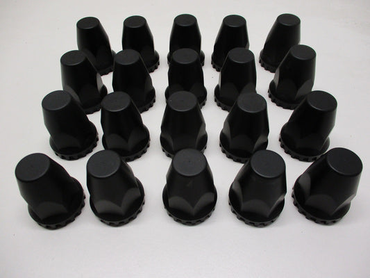 (20) Wheel Lugnut Black Plastic 33mm Thread On Nut Covers Caps / 2 3/4"