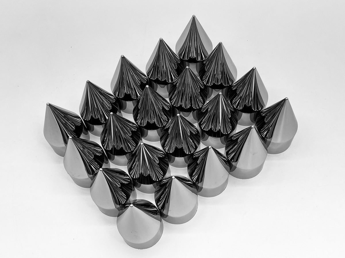 20 Pack Wheel Lugnut Chrome Plastic 33mm Push On Spike Nut Covers Caps