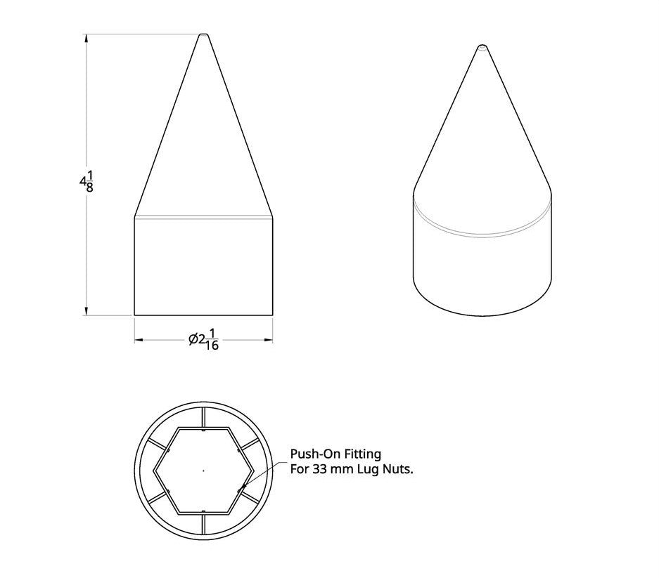 20 Pack Wheel Lugnut Chrome Plastic 33mm Push On Spike Nut Covers Caps