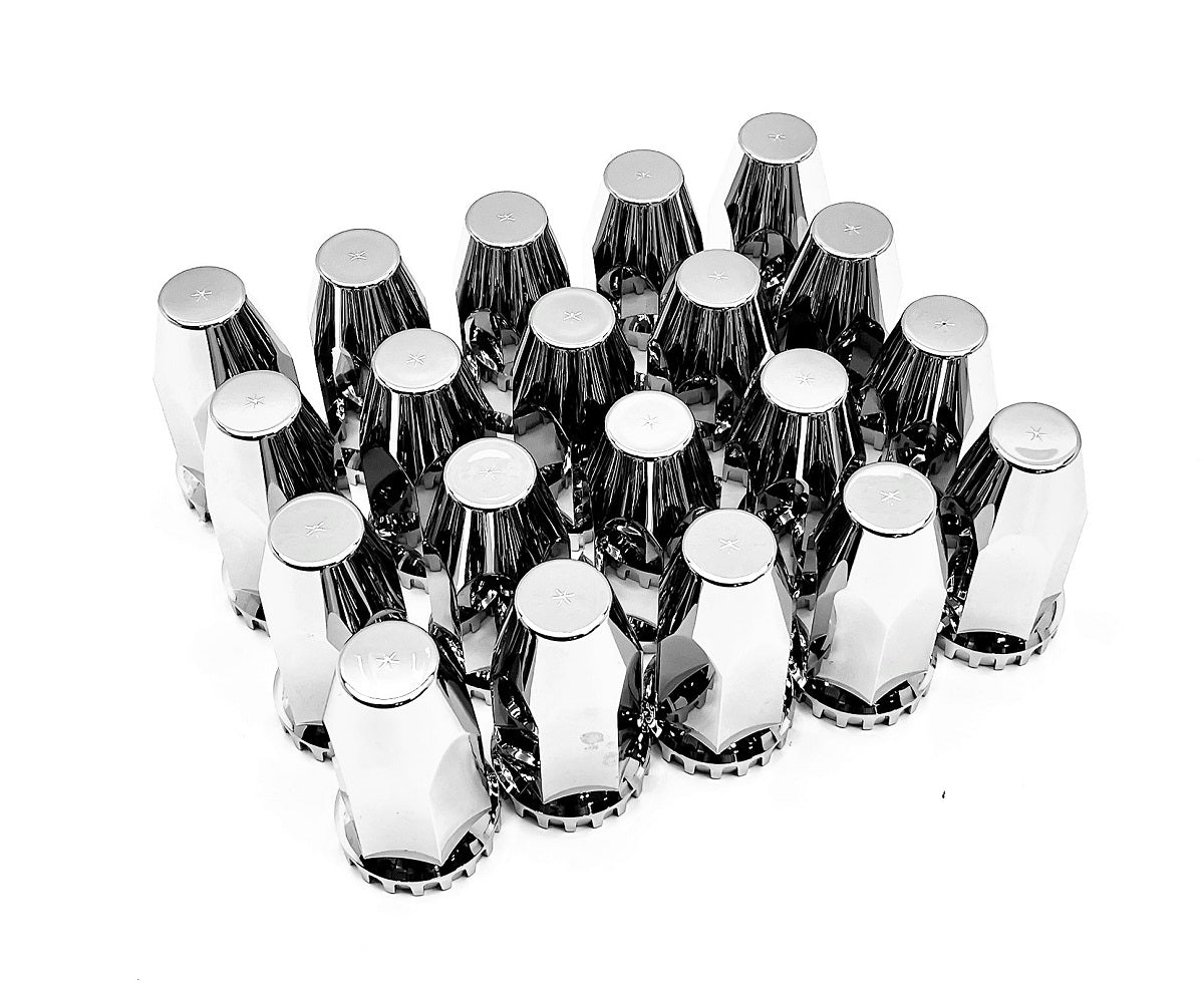 20 Pack 33mm X 4" Chrome Plastic Extra Tall Nut Cover W/ Flange - Thread-On