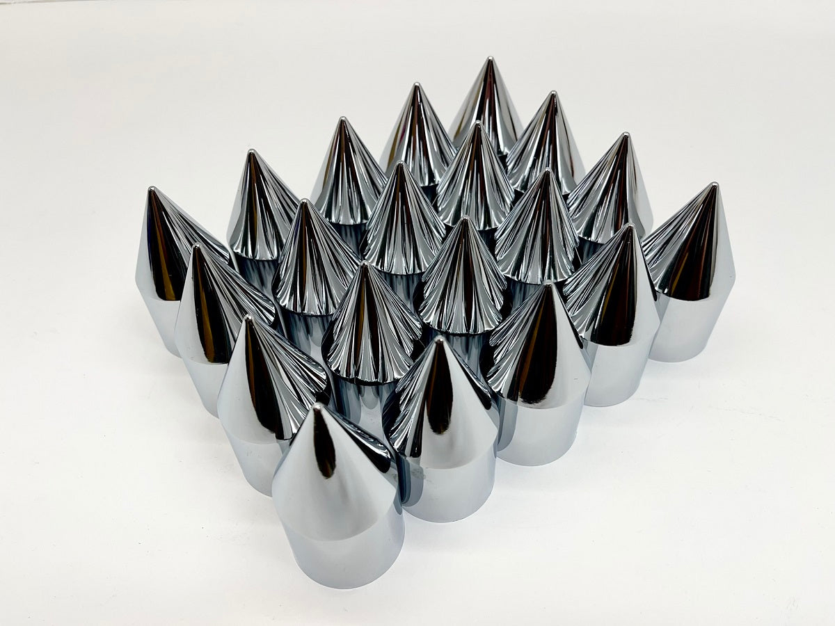 20 Pack 33MM X 3 1/8" CHROME PLASTIC SPIKE NUT COVER - PUSH-ON